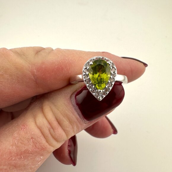 Annabella Peridot & White Topaz Ring 925 Sterling Silver Cert of Authenticity - Picture 5 of 12